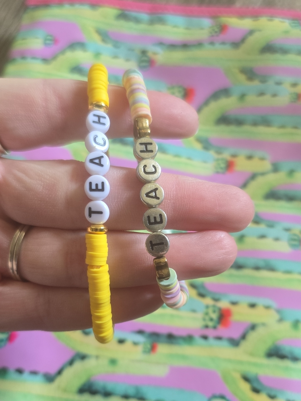 TEACH Beaded Kids Bracelet - Yellow and Pastel